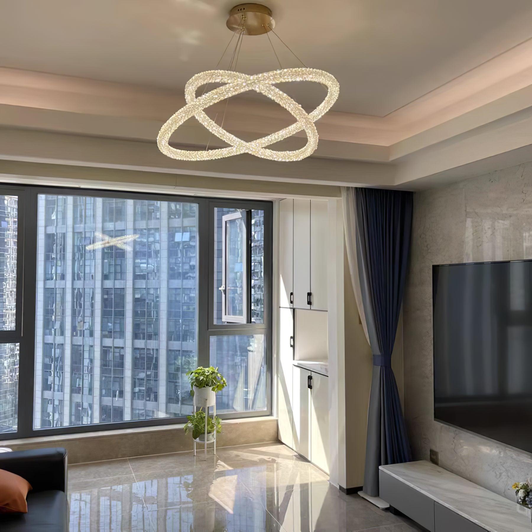 Lustra Chandelier Ring Crystal LED - Neutral Decor