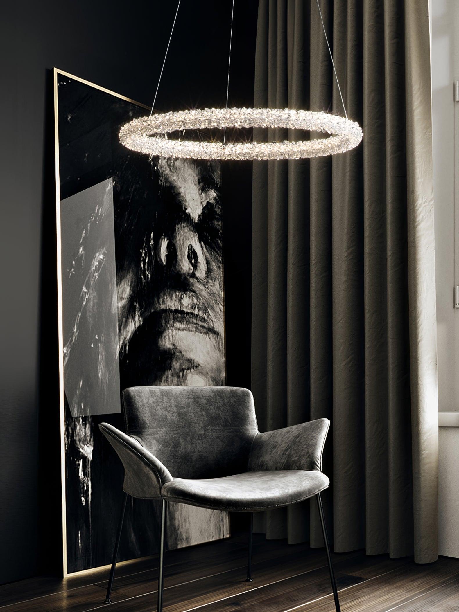 Lustra Chandelier Ring Crystal LED - Neutral Decor