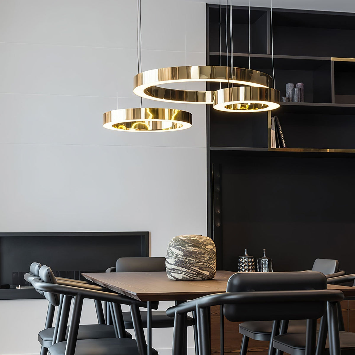 Dexlin Pendant Light LED Ring Gold Modern 3-Ring