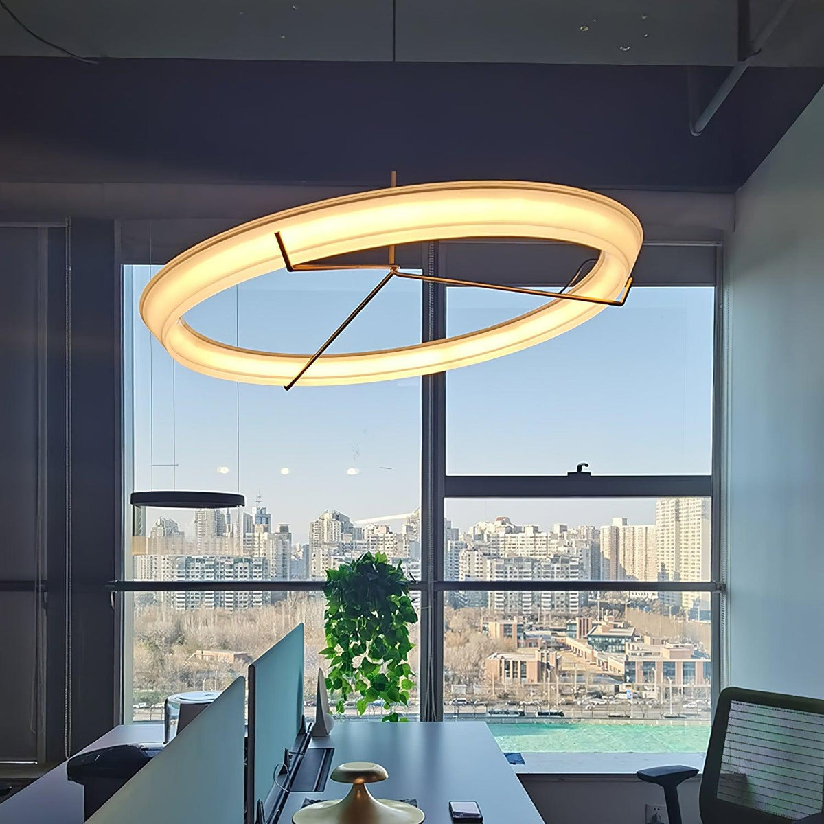 Orinirian Chandelier Modern Stainless Steel Ring