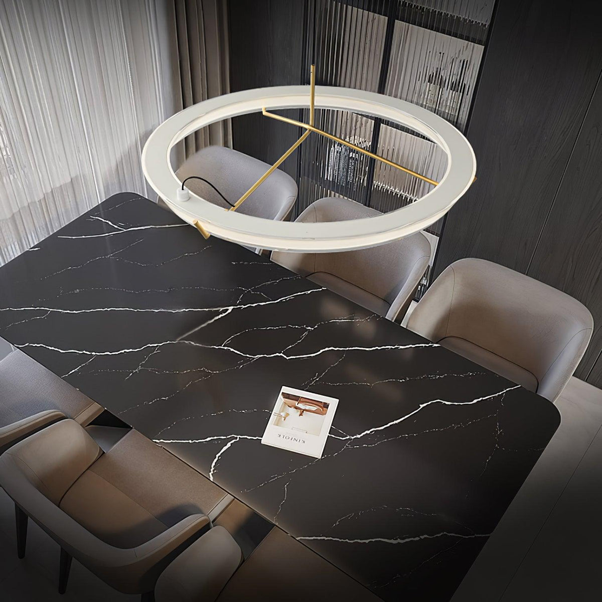 Orinirian Chandelier Modern Stainless Steel Ring