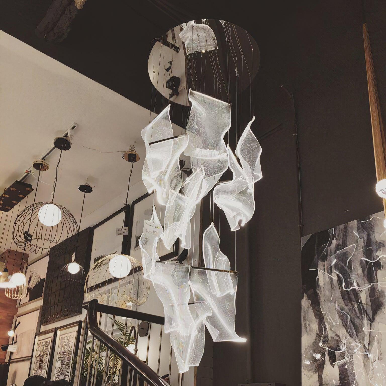 Lucuian Chandelier Acrylic LED Abstract Floating