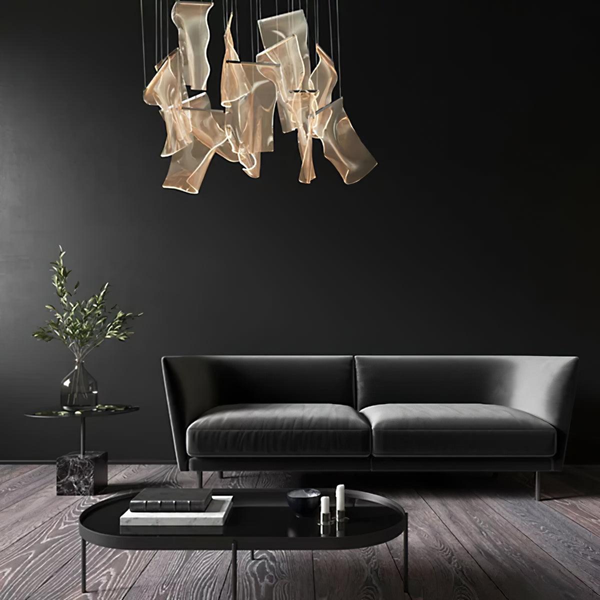 Lucuian Chandelier Acrylic LED Abstract Floating