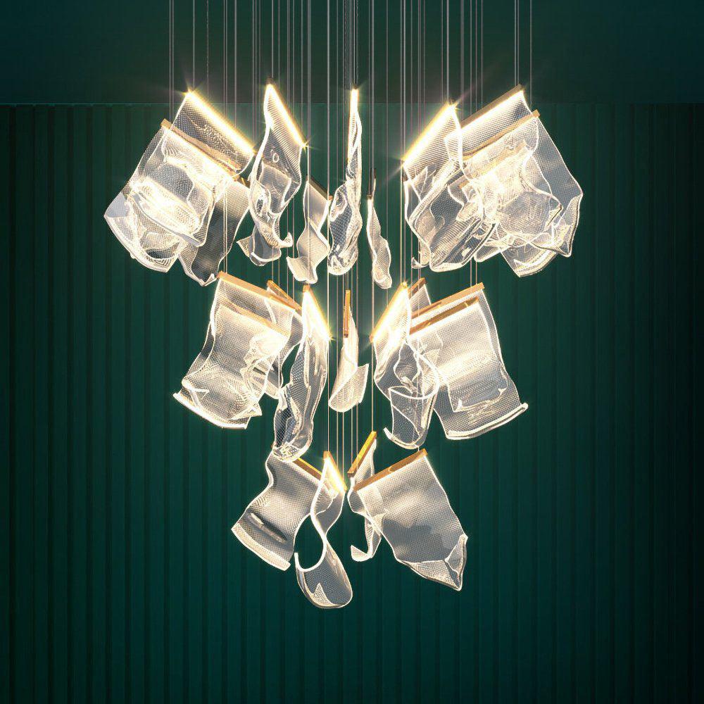 Lucuian Chandelier Acrylic LED Abstract Floating