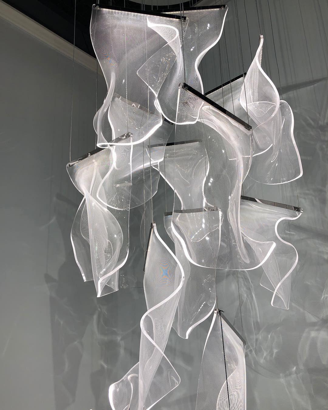 Lucuian Chandelier Acrylic LED Abstract Floating