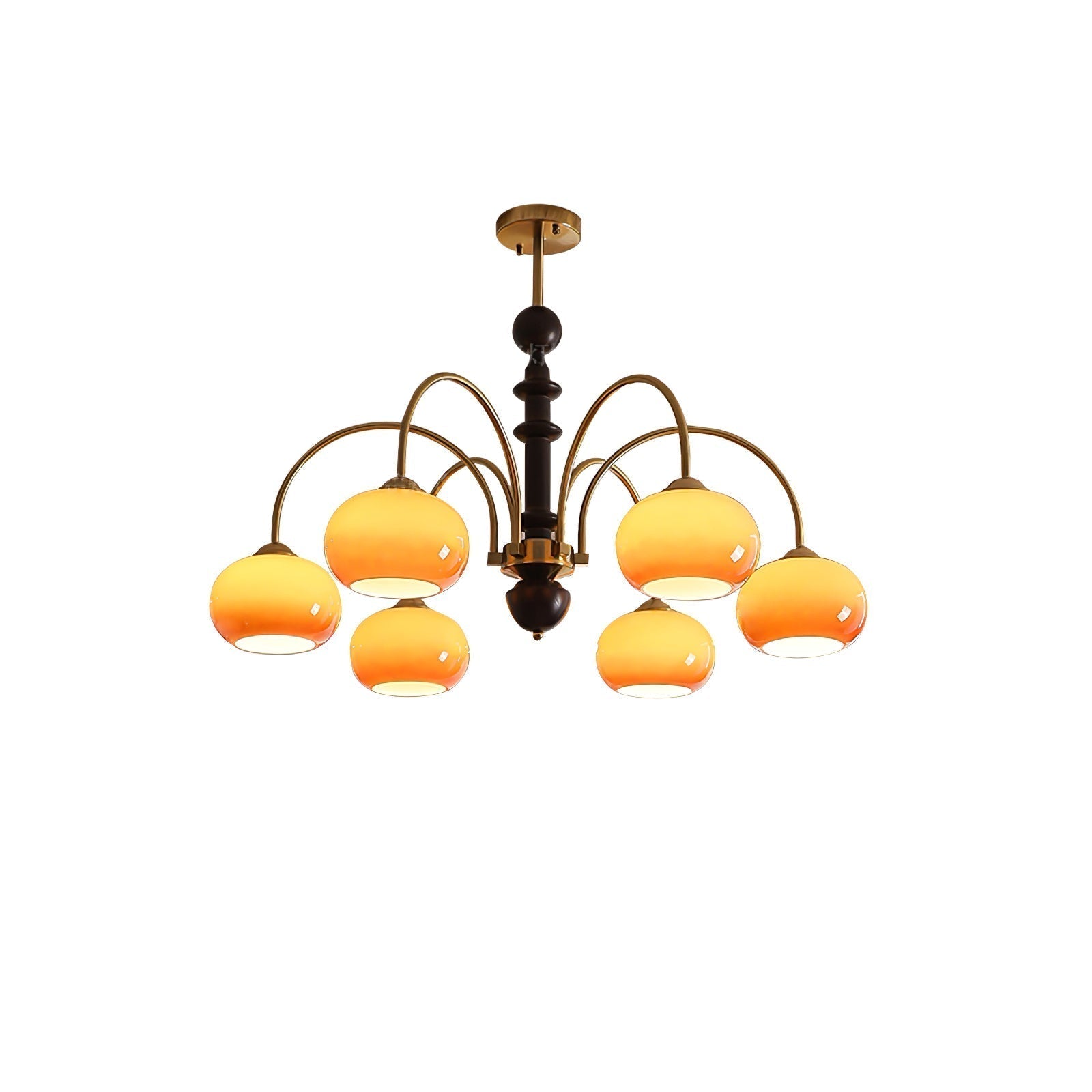 Calveth Chandelier Brass Glass Persimmon Shape