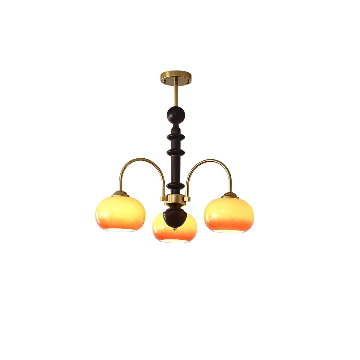Calveth Chandelier Brass Glass Persimmon Shape