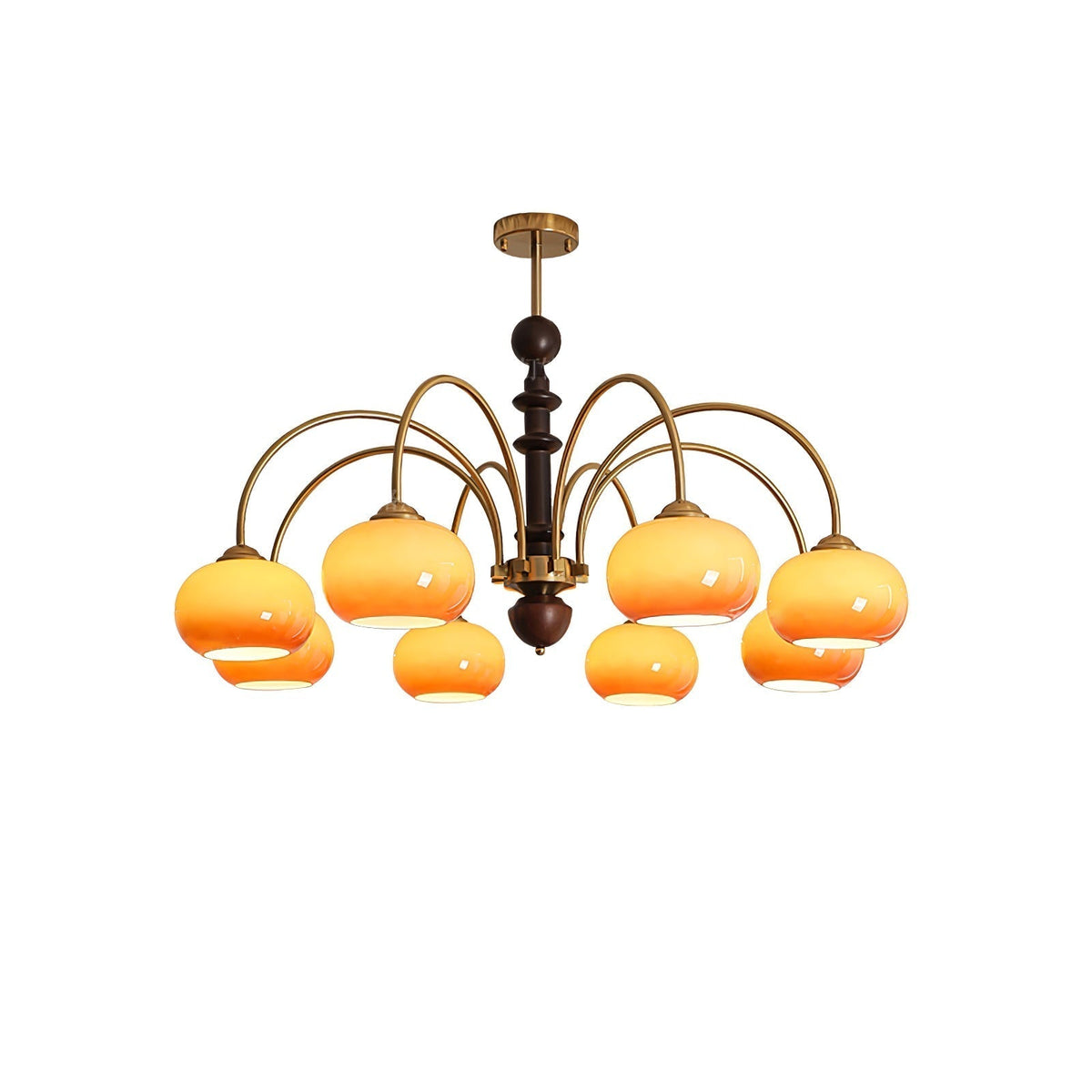 Calveth Chandelier Brass Glass Persimmon Shape