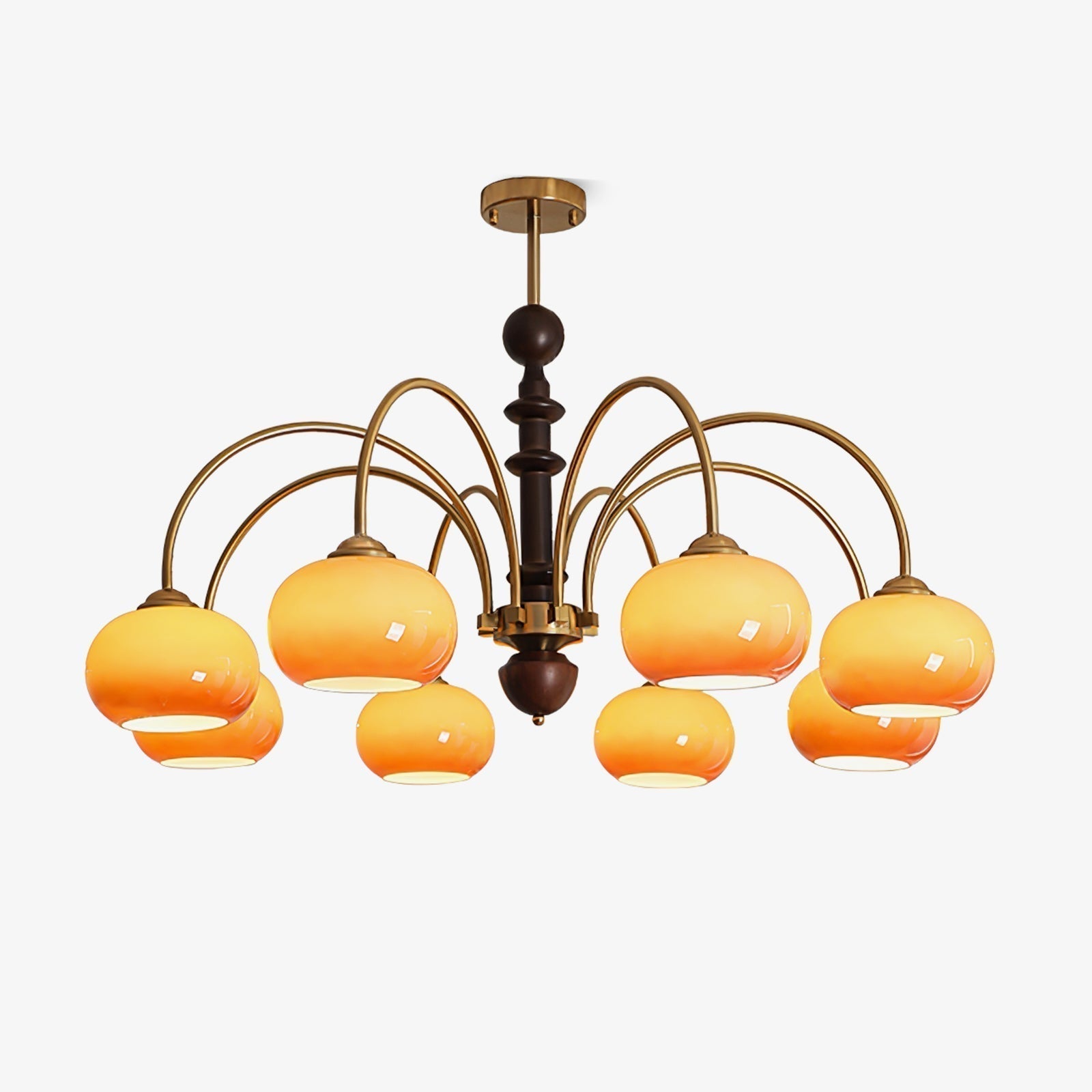 Calveth Chandelier Brass Glass Persimmon Shape