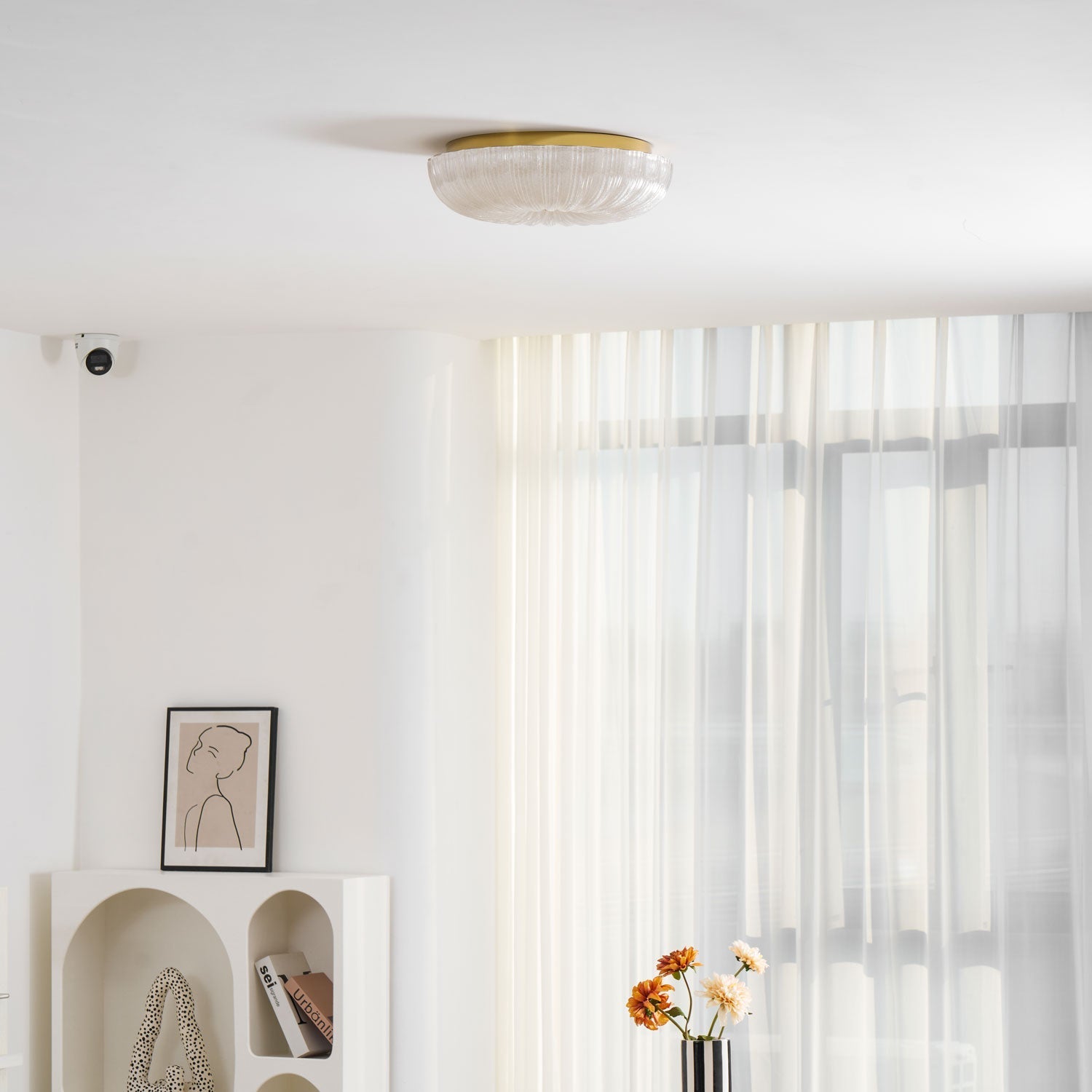 Delafield Ripple Glass Flush Mount Ceiling Light