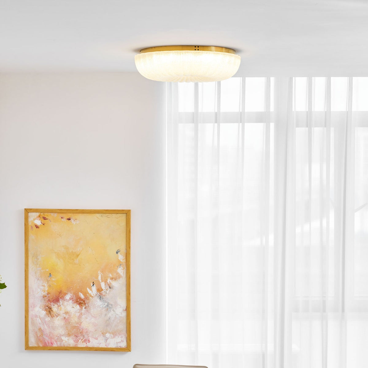Delafield Ripple Glass Flush Mount Ceiling Light