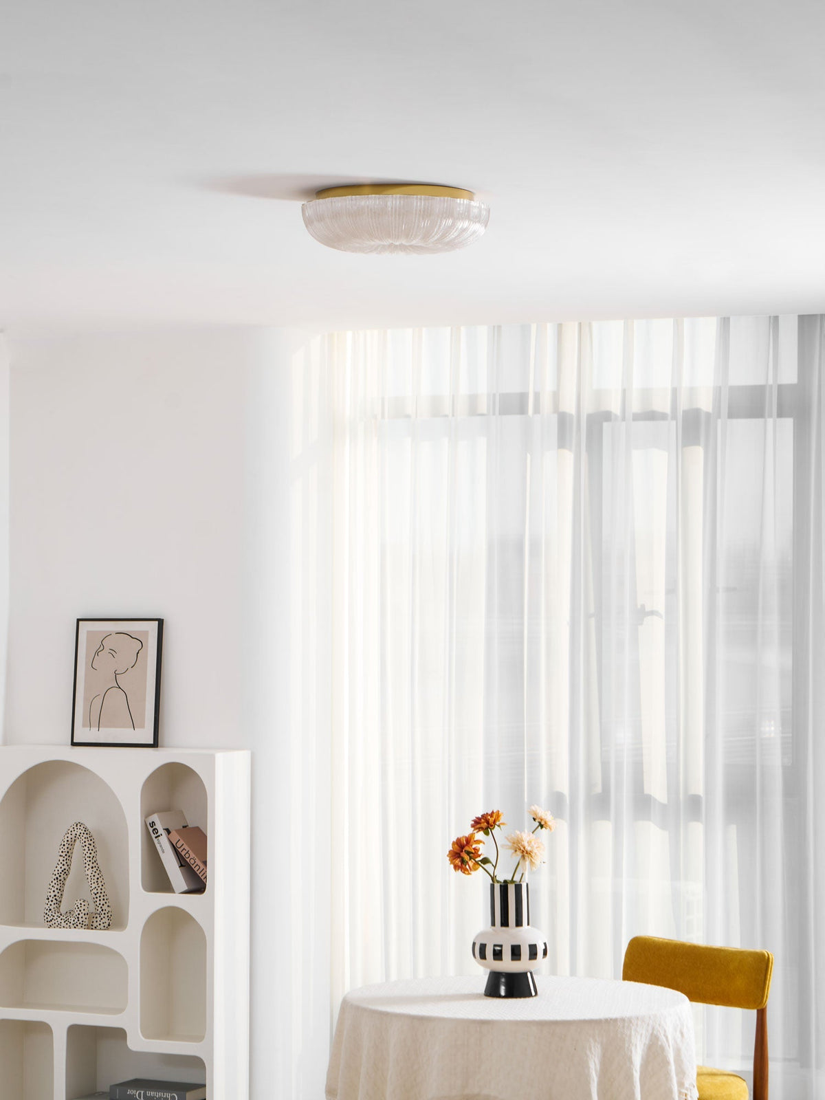 Delafield Ripple Glass Flush Mount Ceiling Light