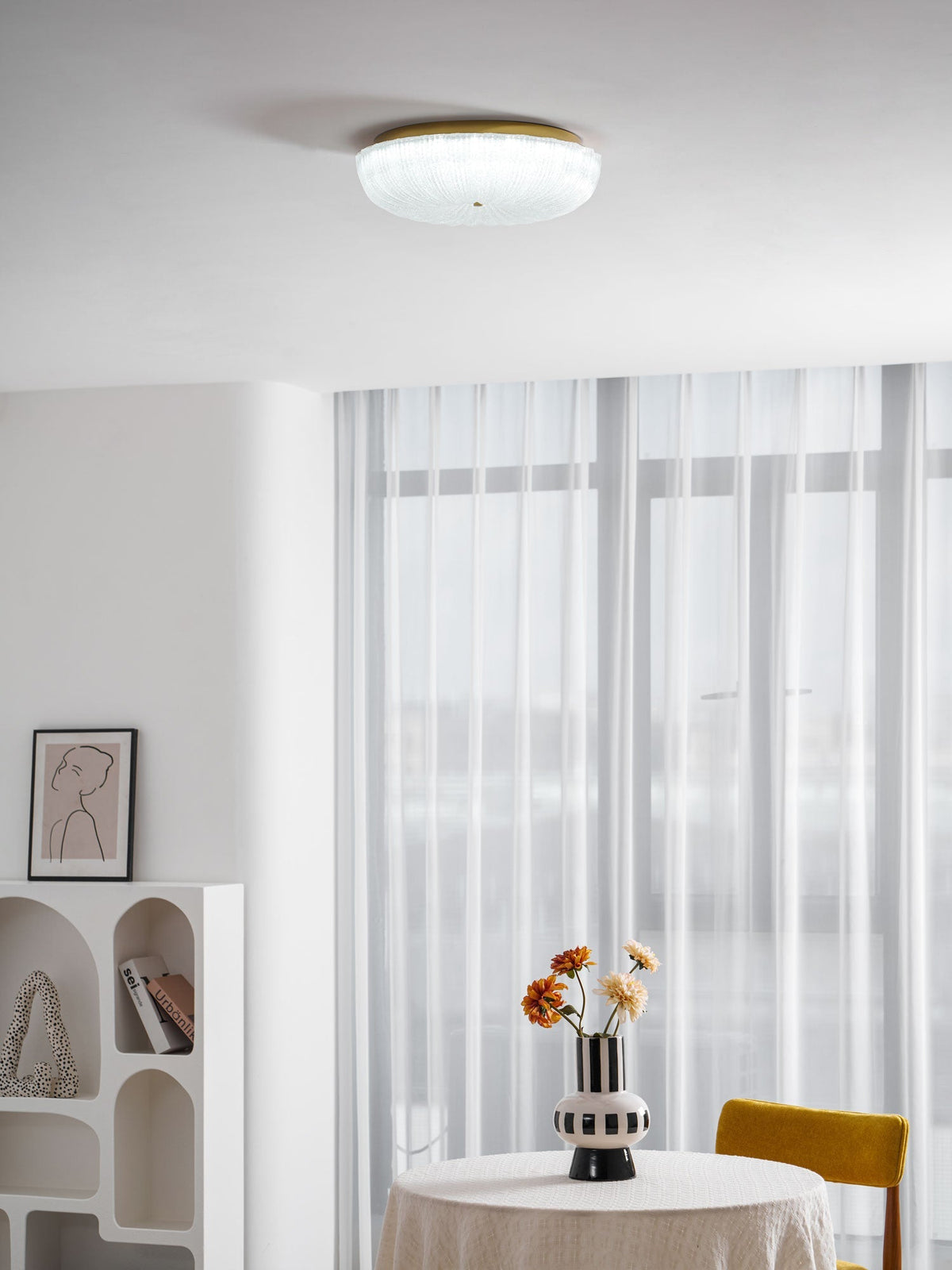 Delafield Ripple Glass Flush Mount Ceiling Light