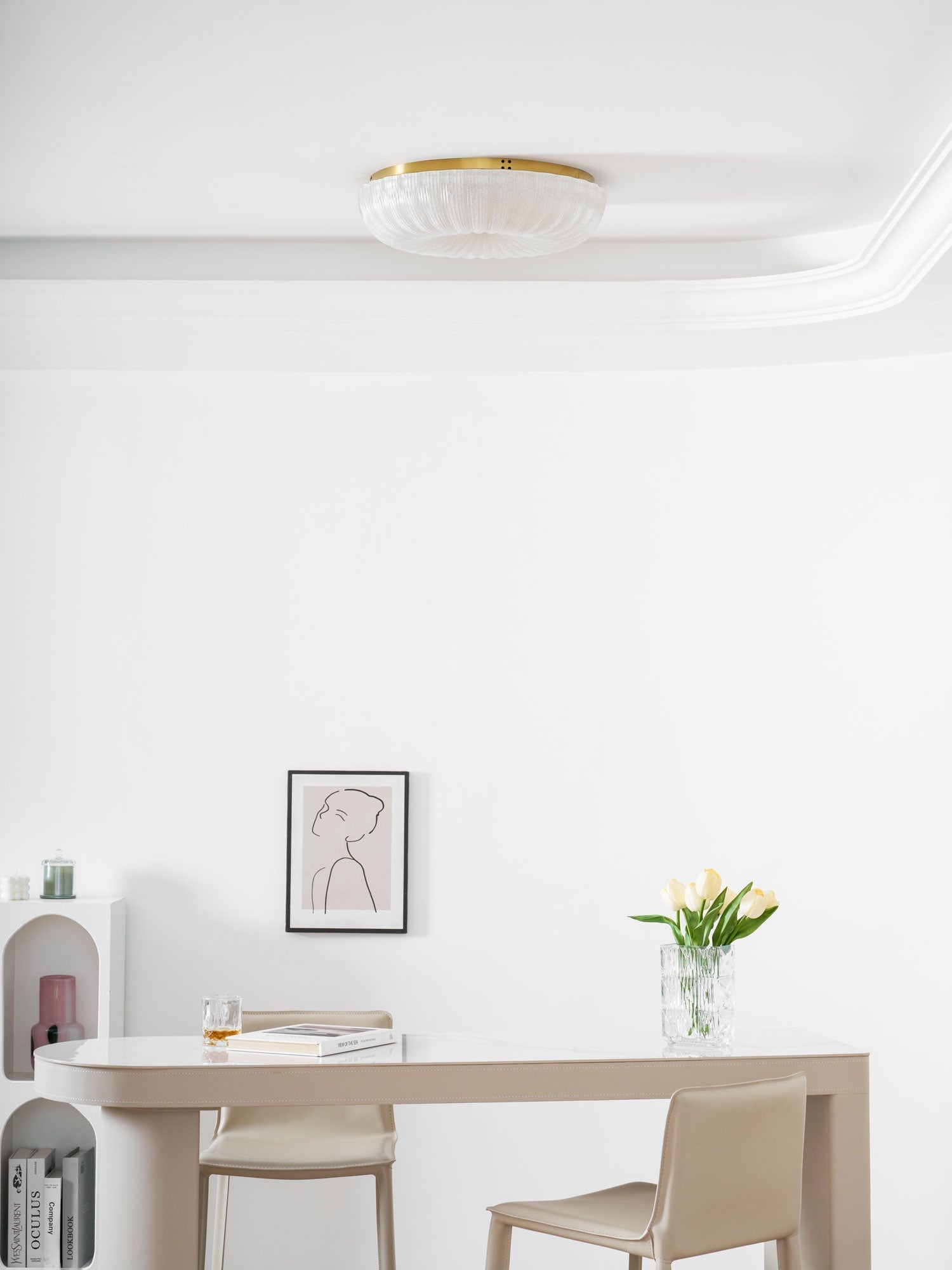 Delafield Ripple Glass Flush Mount Ceiling Light