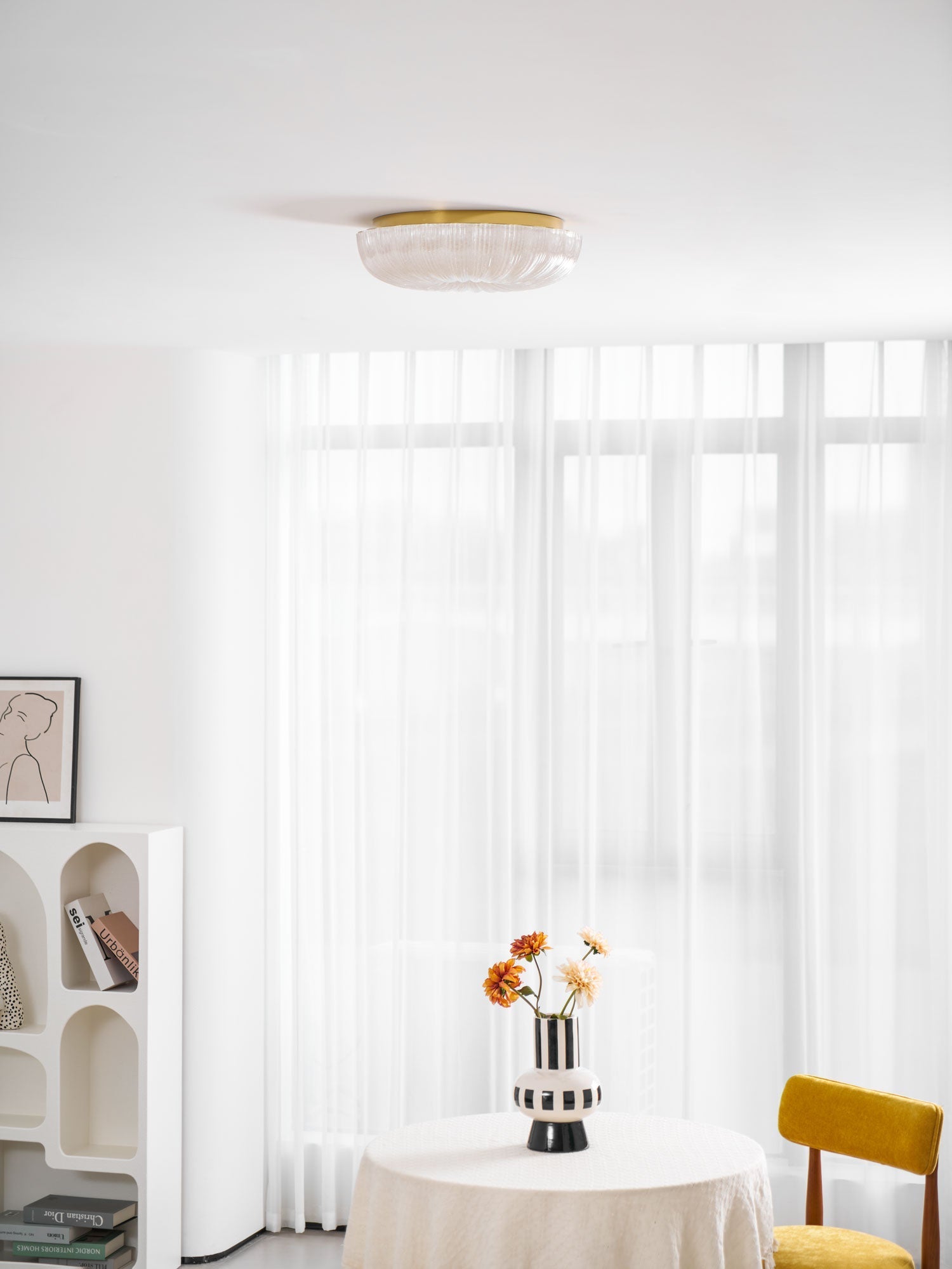 Delafield Ripple Glass Flush Mount Ceiling Light