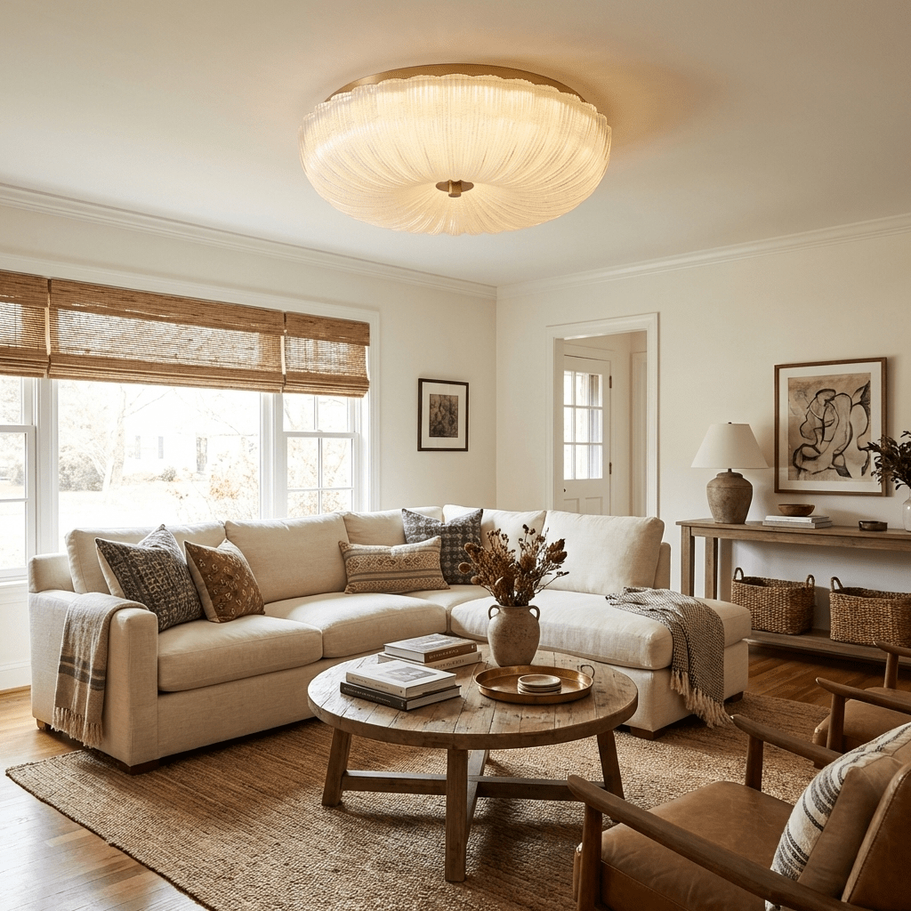 Delafield Ripple Glass Flush Mount Ceiling Light