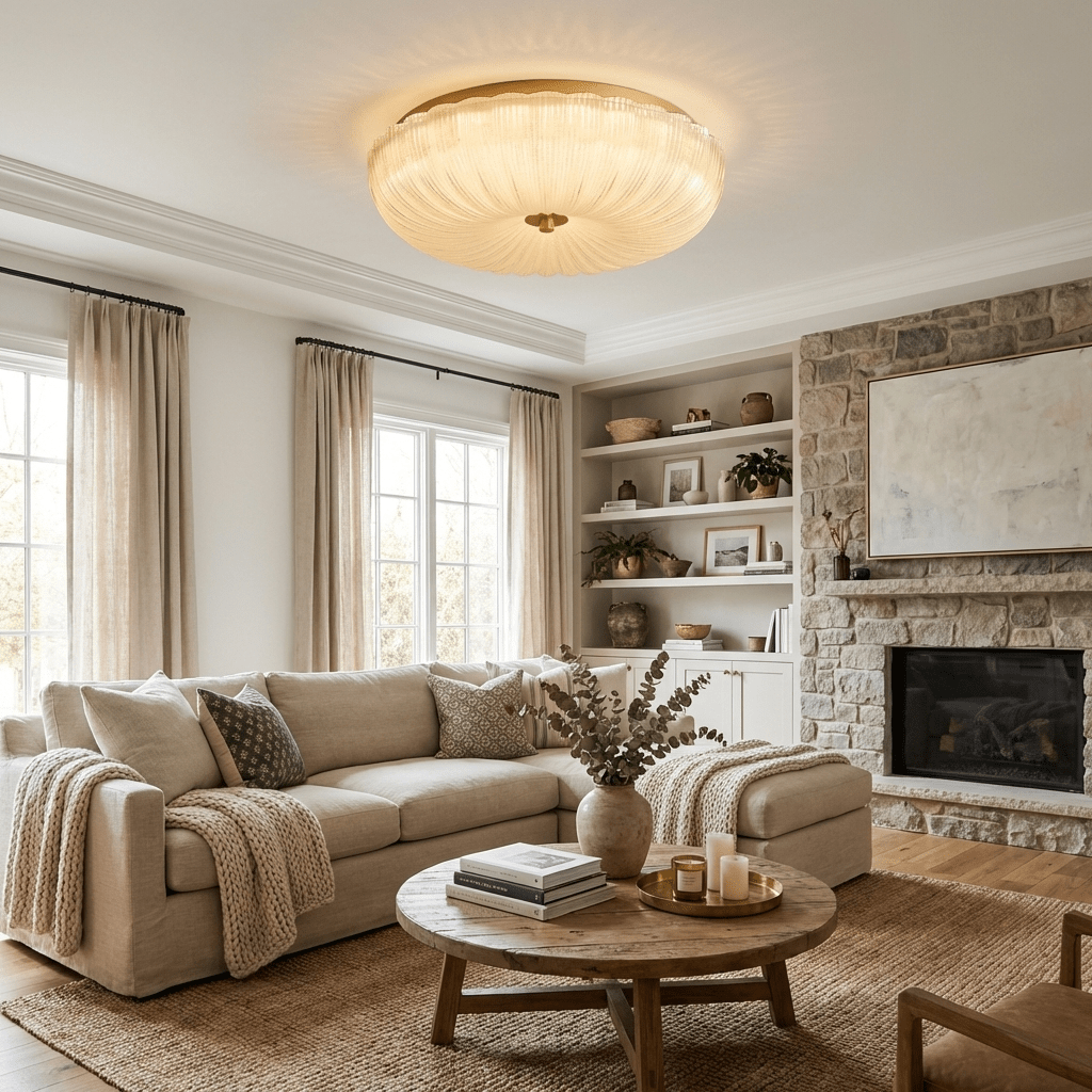 Delafield Ripple Glass Flush Mount Ceiling Light