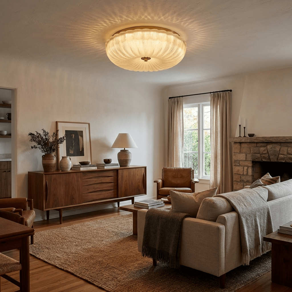 Delafield Ripple Glass Flush Mount Ceiling Light