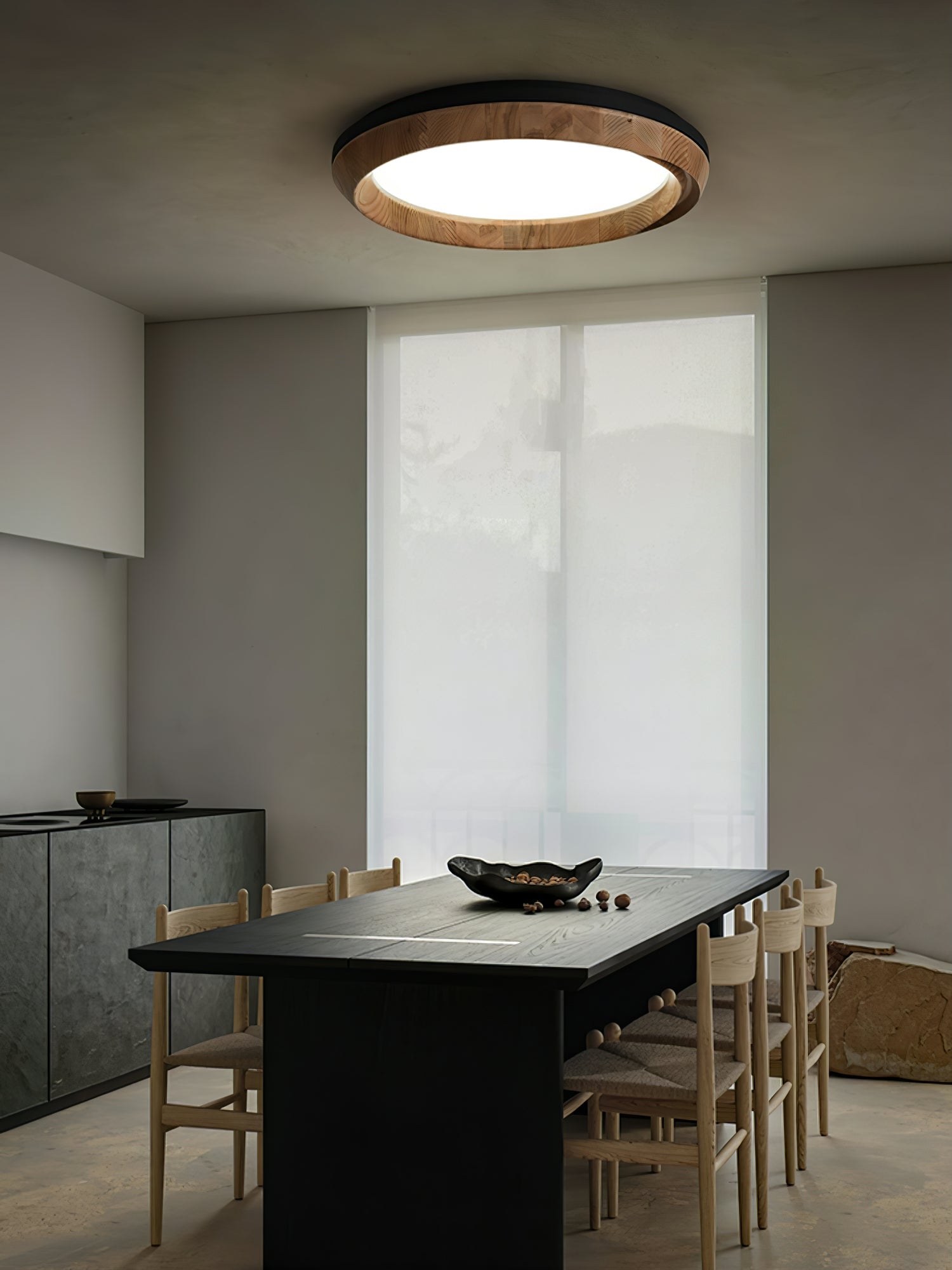 Aurdoreth Modern Minimalist Ripple Wood Ceiling Light