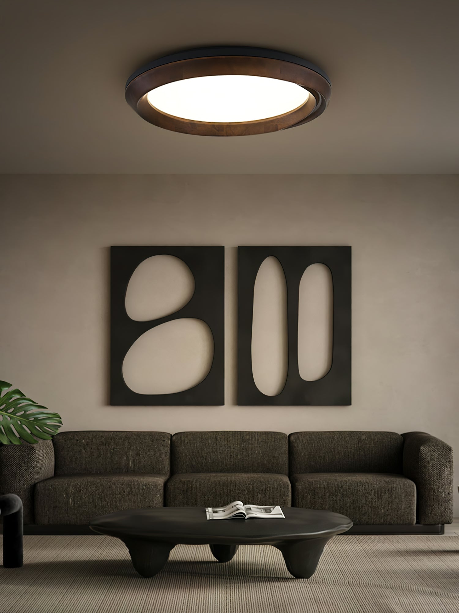 Aurdoreth Modern Minimalist Ripple Wood Ceiling Light