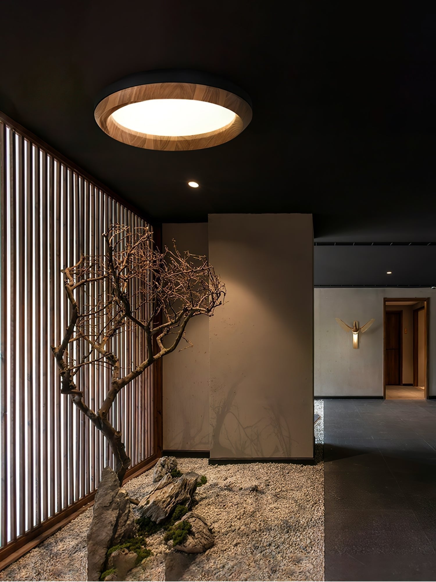 Aurdoreth Modern Minimalist Ripple Wood Ceiling Light
