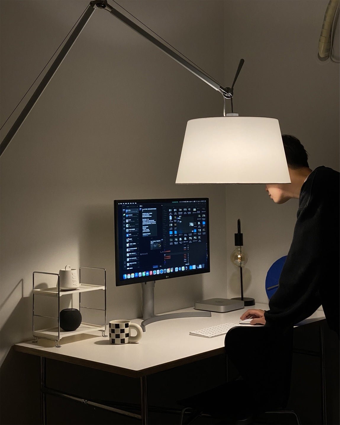 Ciroce Fabric Industrial Floor Lamp