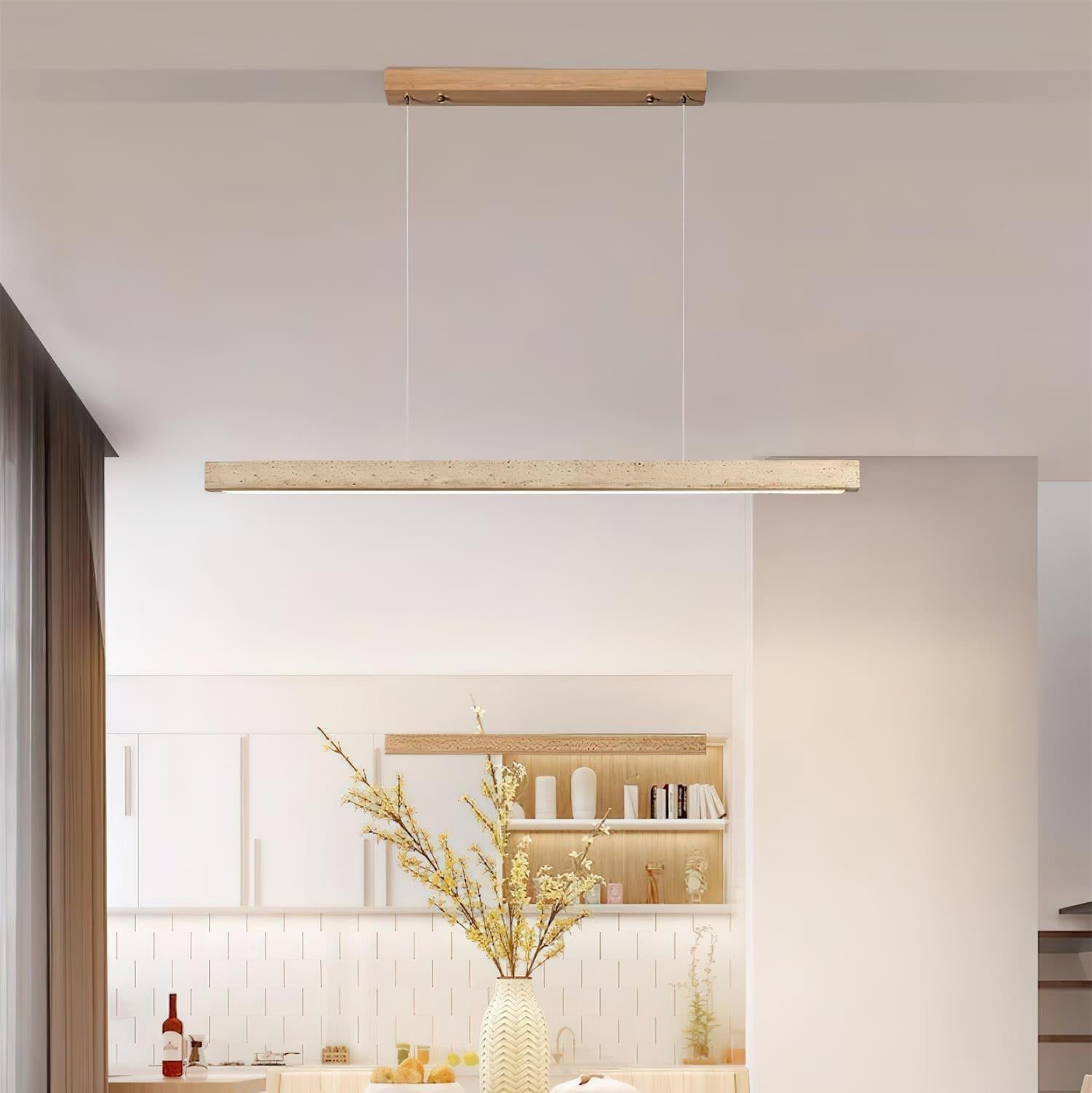Delya Linear Travertine Pendant Lamp - Neutral Decor