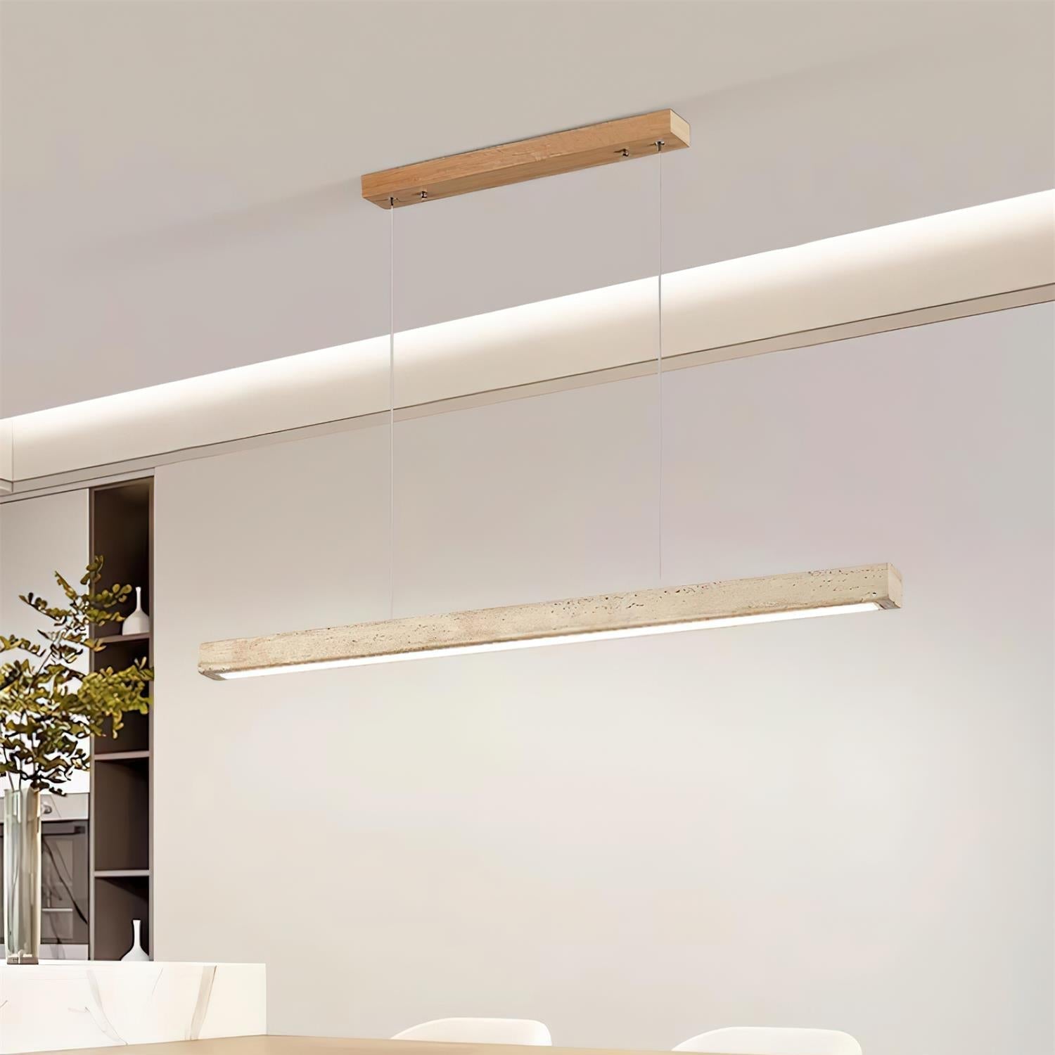 Delya Linear Travertine Pendant Lamp - Neutral Decor