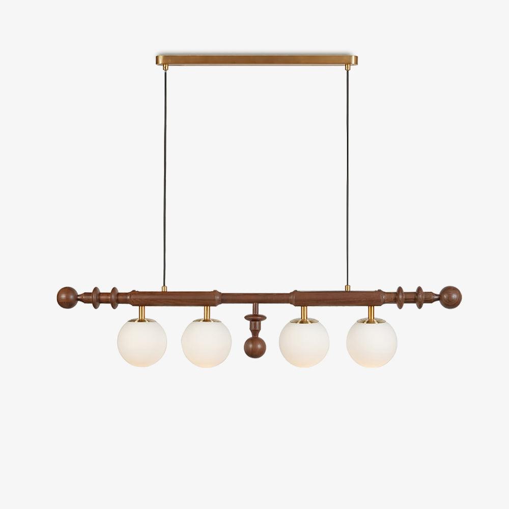 Elvalelle Chandelier Roman Column Walnut Wood Glass