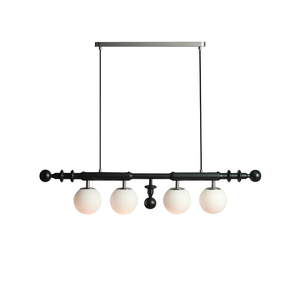 Elvalelle Chandelier Roman Column Walnut Wood Glass