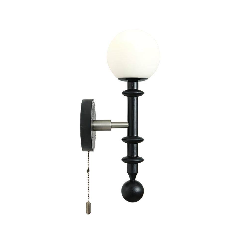 Elmiror Elegance Roman Column Glass Wood Wall Lamp