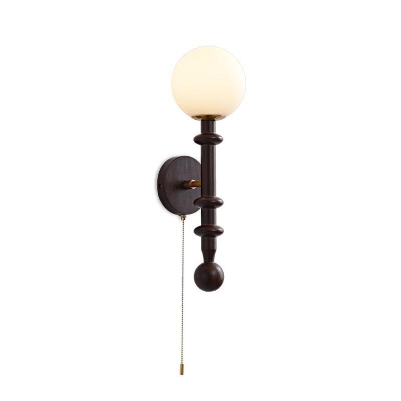 Elmiror Elegance Roman Column Glass Wood Wall Lamp