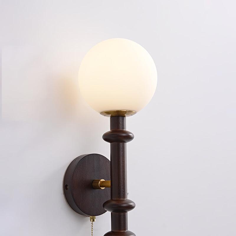 Elmiror Elegance Roman Column Glass Wood Wall Lamp