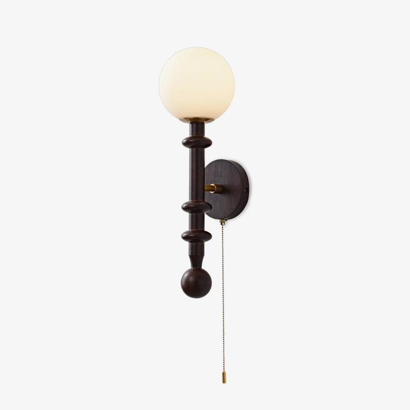 Elmiror Elegance Roman Column Glass Wood Wall Lamp