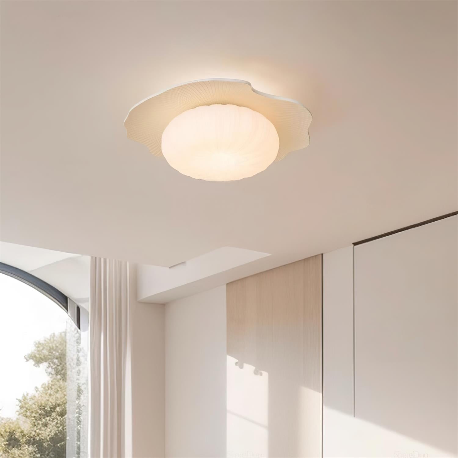 Ceiling Light Scalloped Resin Disc Playful Interiors - Neutral Decor