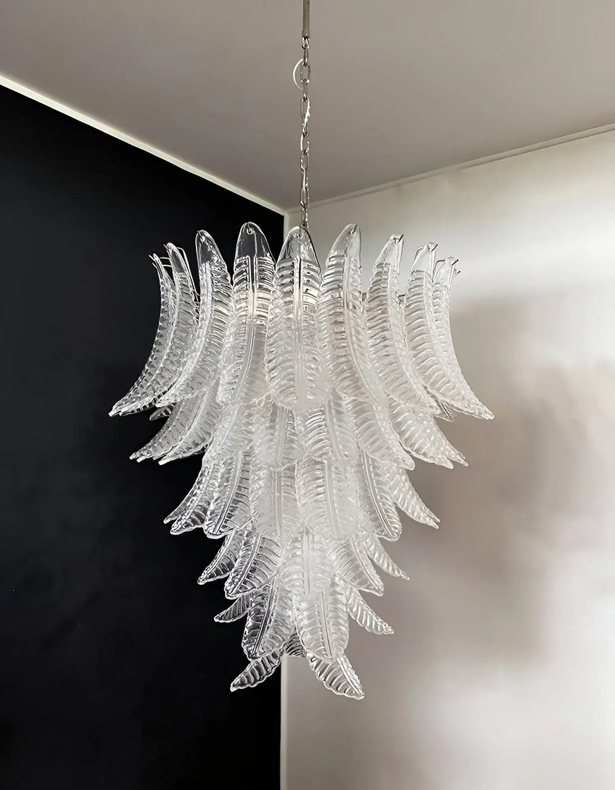 Eirineon Chandelier Clear Glass Leaf Cascading Elegant