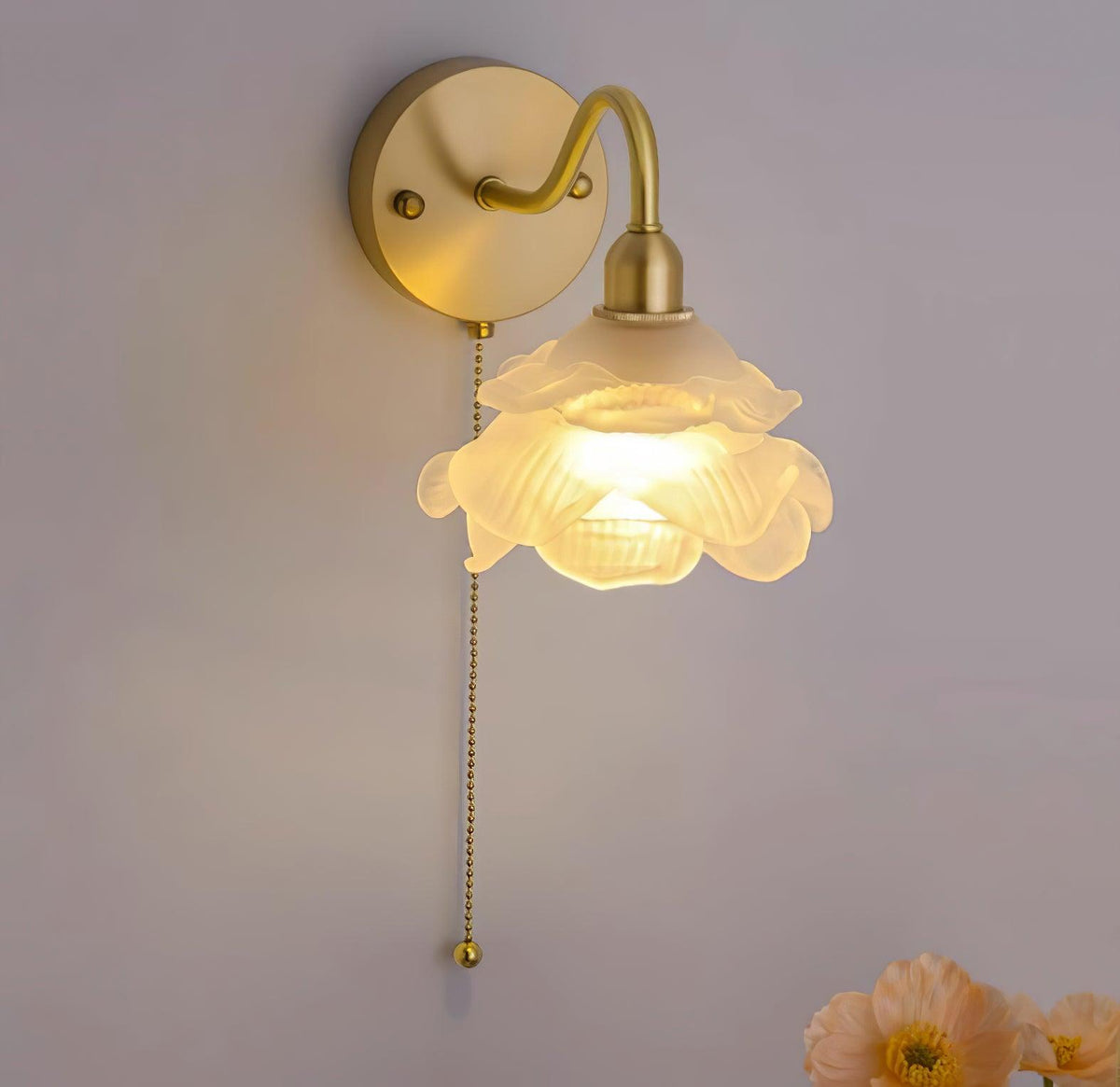 Aneris Nordic Art Rose Brass Glass Wall Light