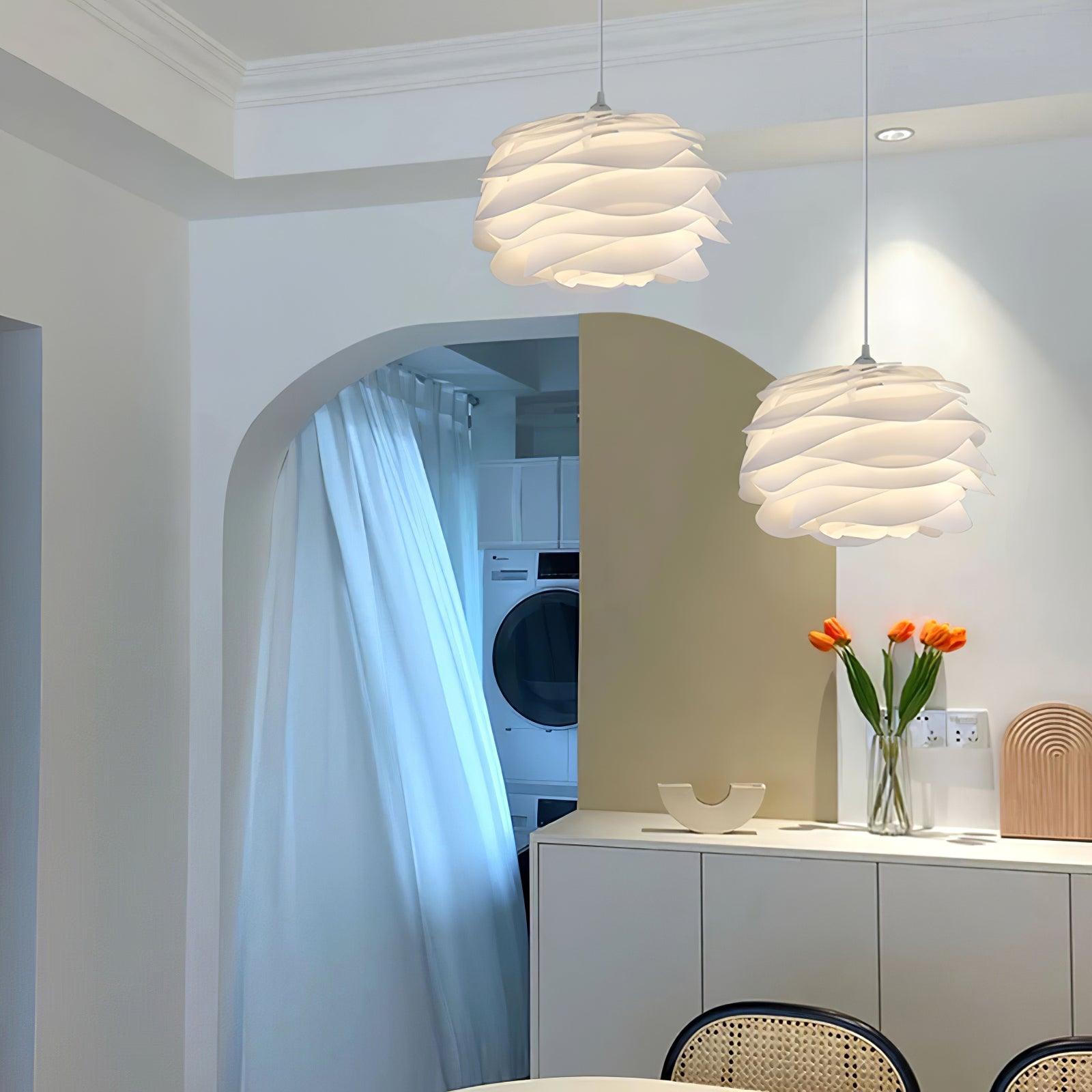 Solara Pendant Lamp PVC Rose Floral Layered Romantic - Neutral Decor