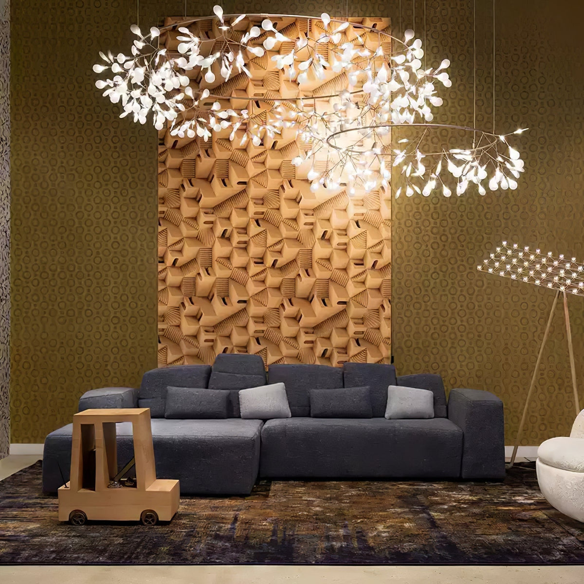 Auroreon Chandelier Rose Gold Firefly LED Branch