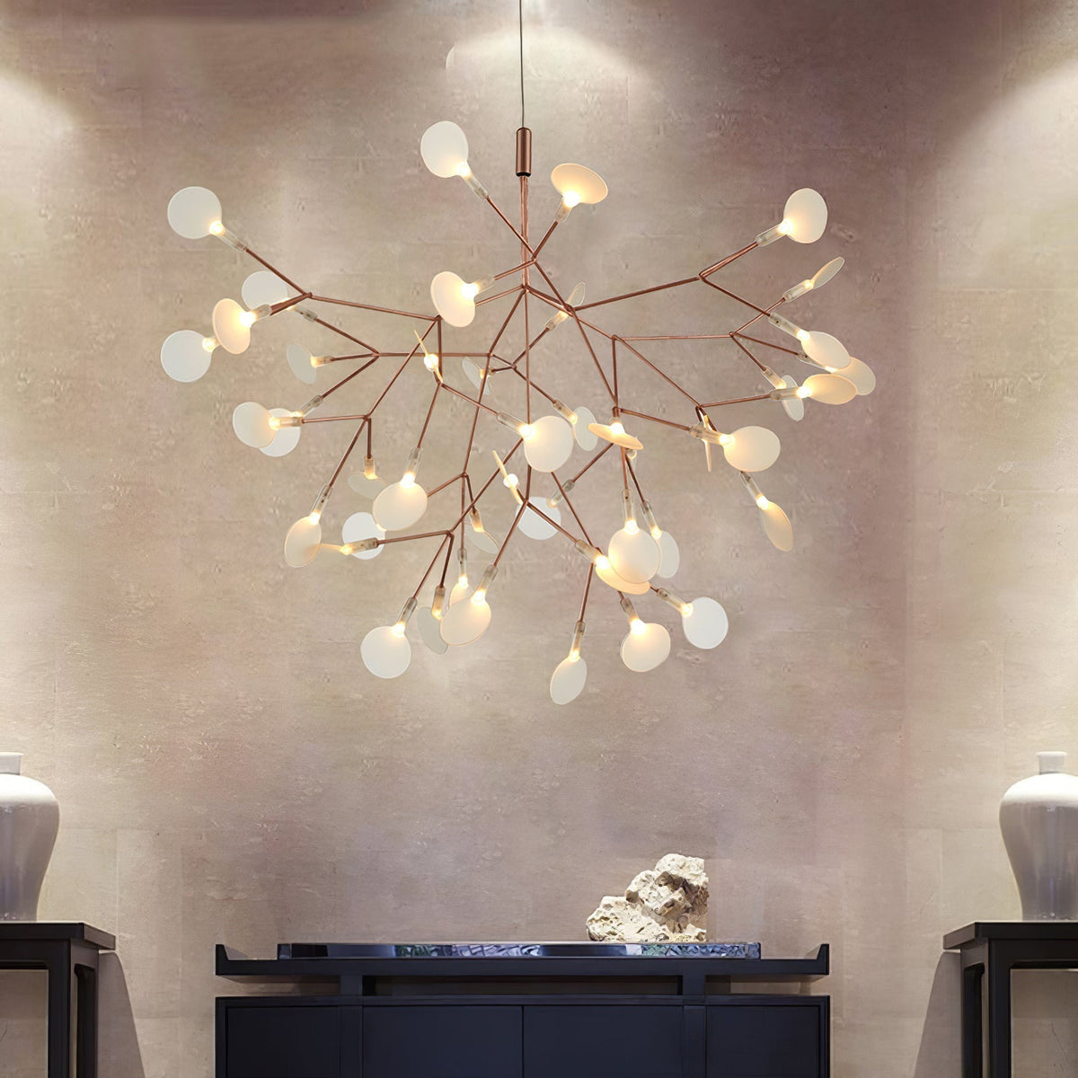 Auroreon Chandelier Rose Gold Firefly LED Branch
