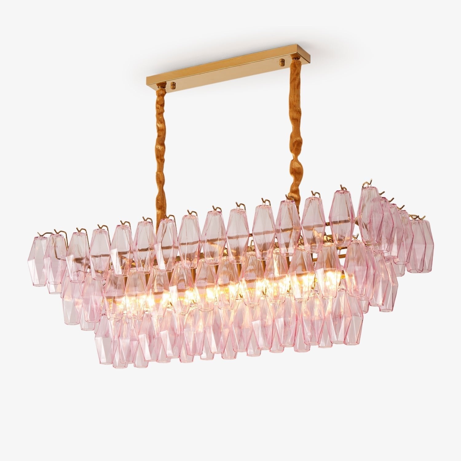 Eireora Chandelier Rose Prism Glass Rectangular Layered