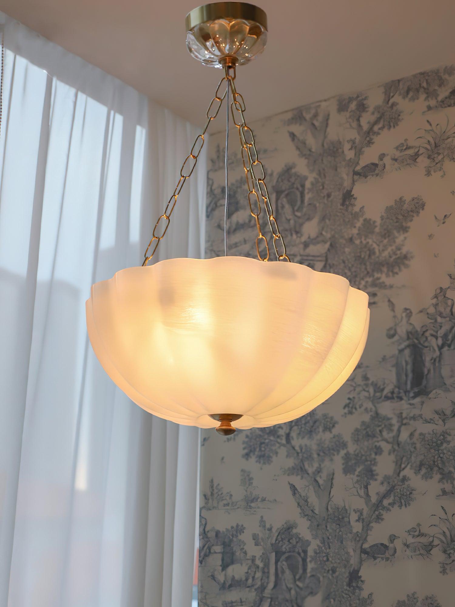 Voriq Chandelier Glass Bowl Brass Chain
