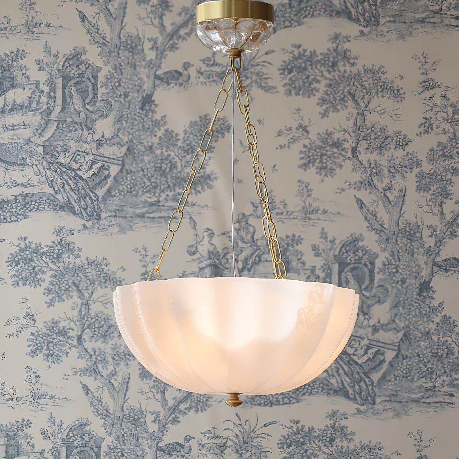 Voriq Chandelier Glass Bowl Brass Chain