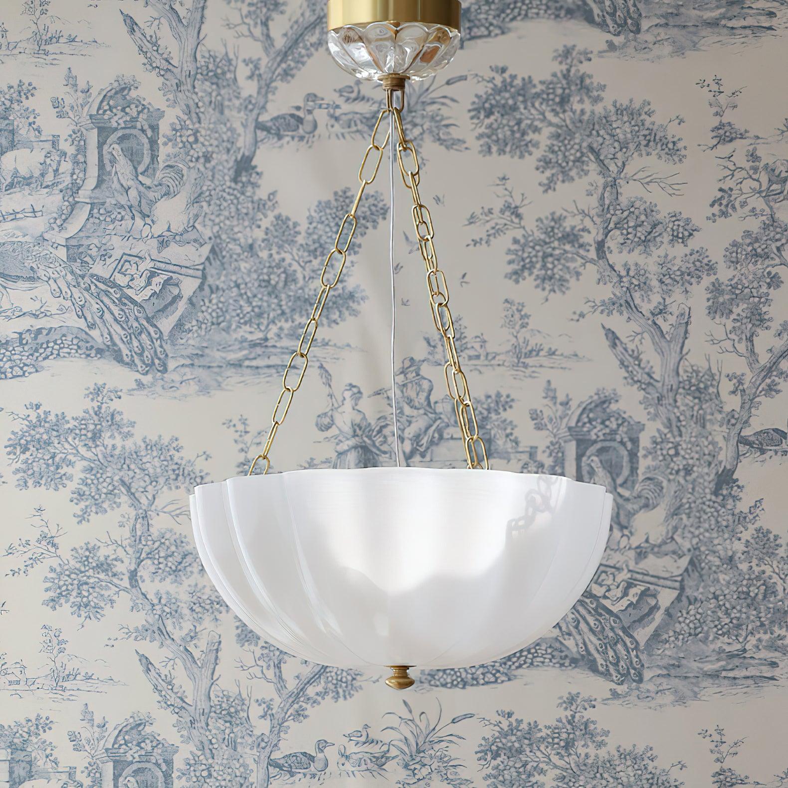Voriq Chandelier Glass Bowl Brass Chain