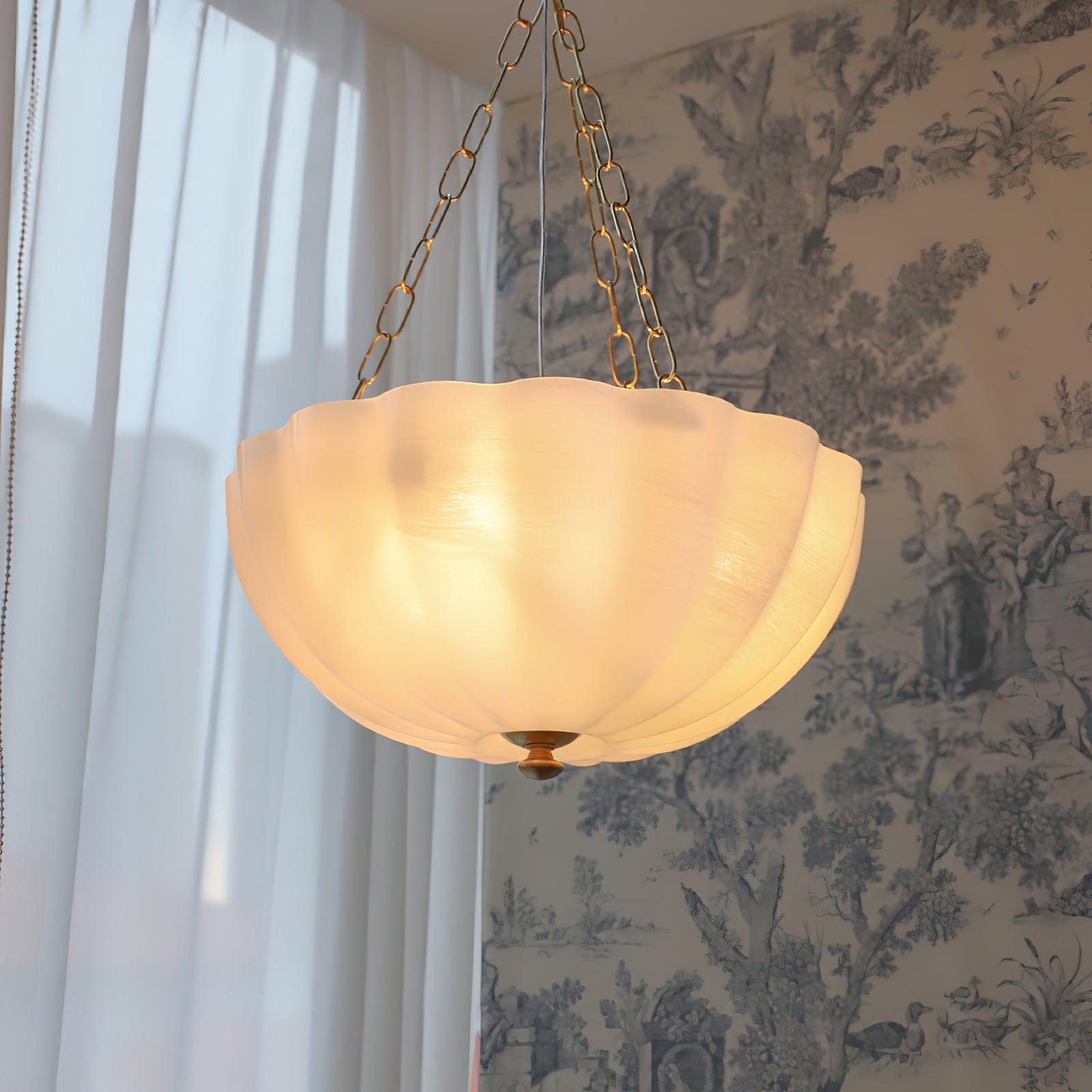 Voriq Chandelier Glass Bowl Brass Chain
