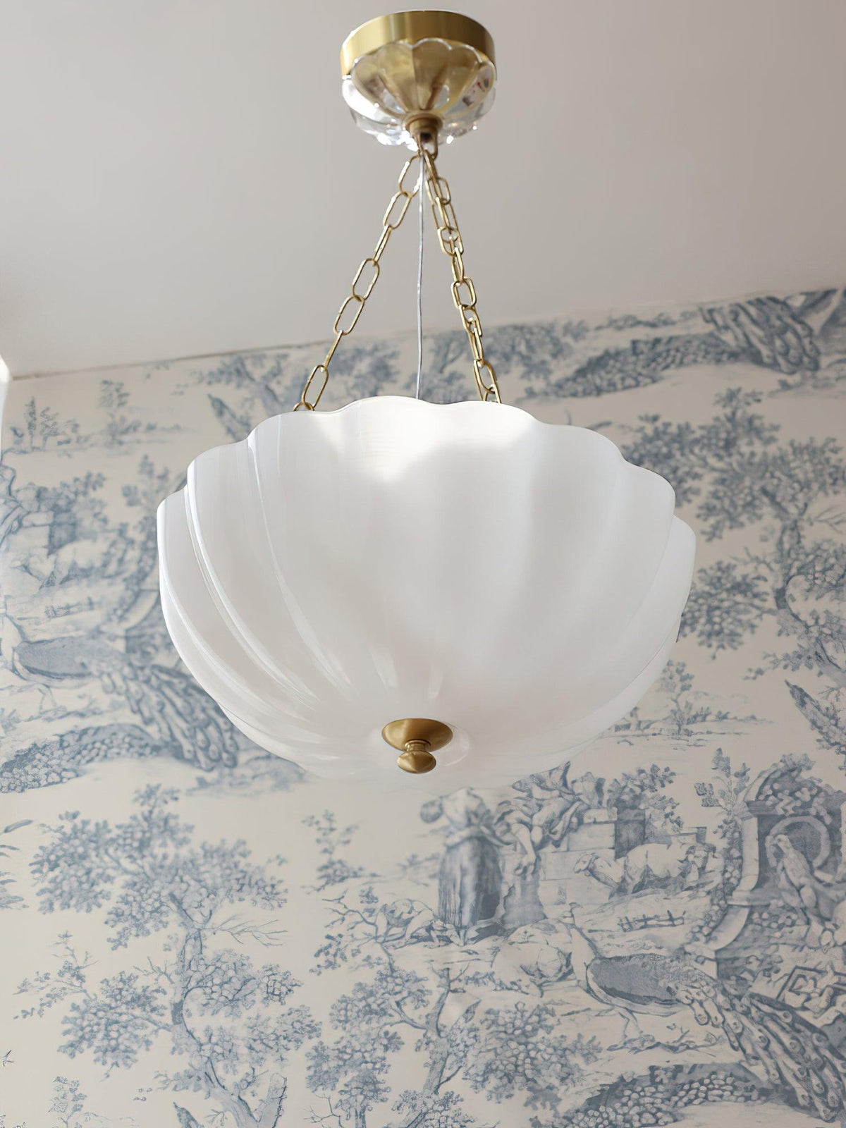 Voriq Chandelier Glass Bowl Brass Chain