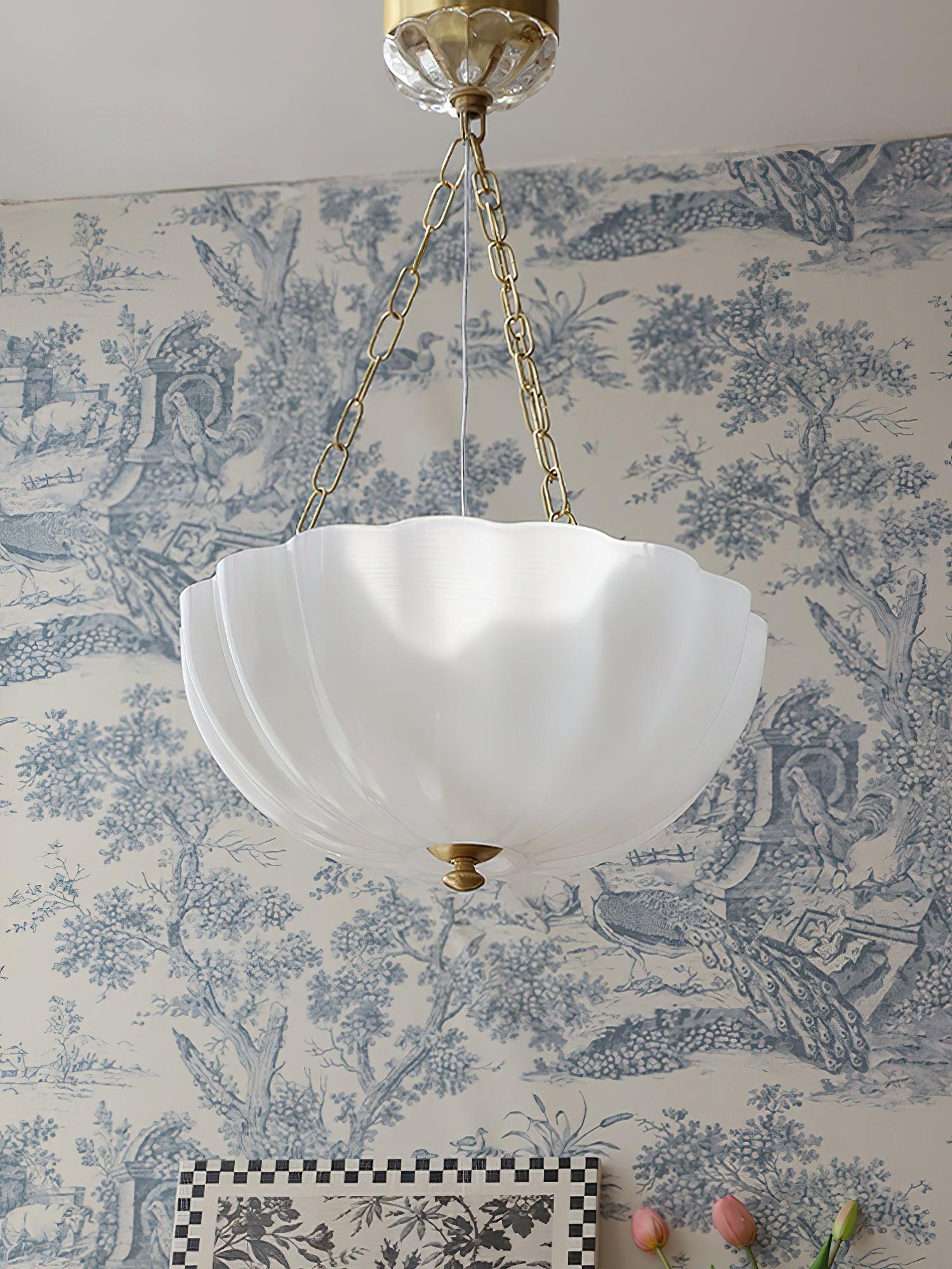 Voriq Chandelier Glass Bowl Brass Chain