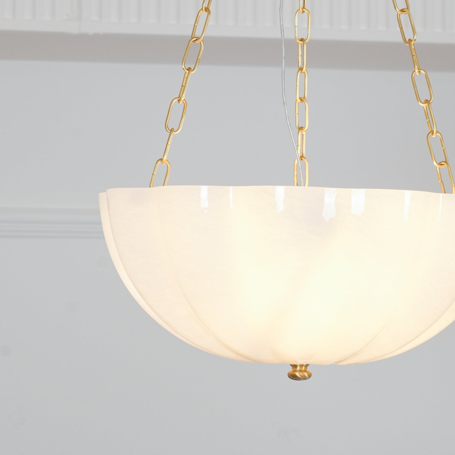 Voriq Chandelier Glass Bowl Brass Chain