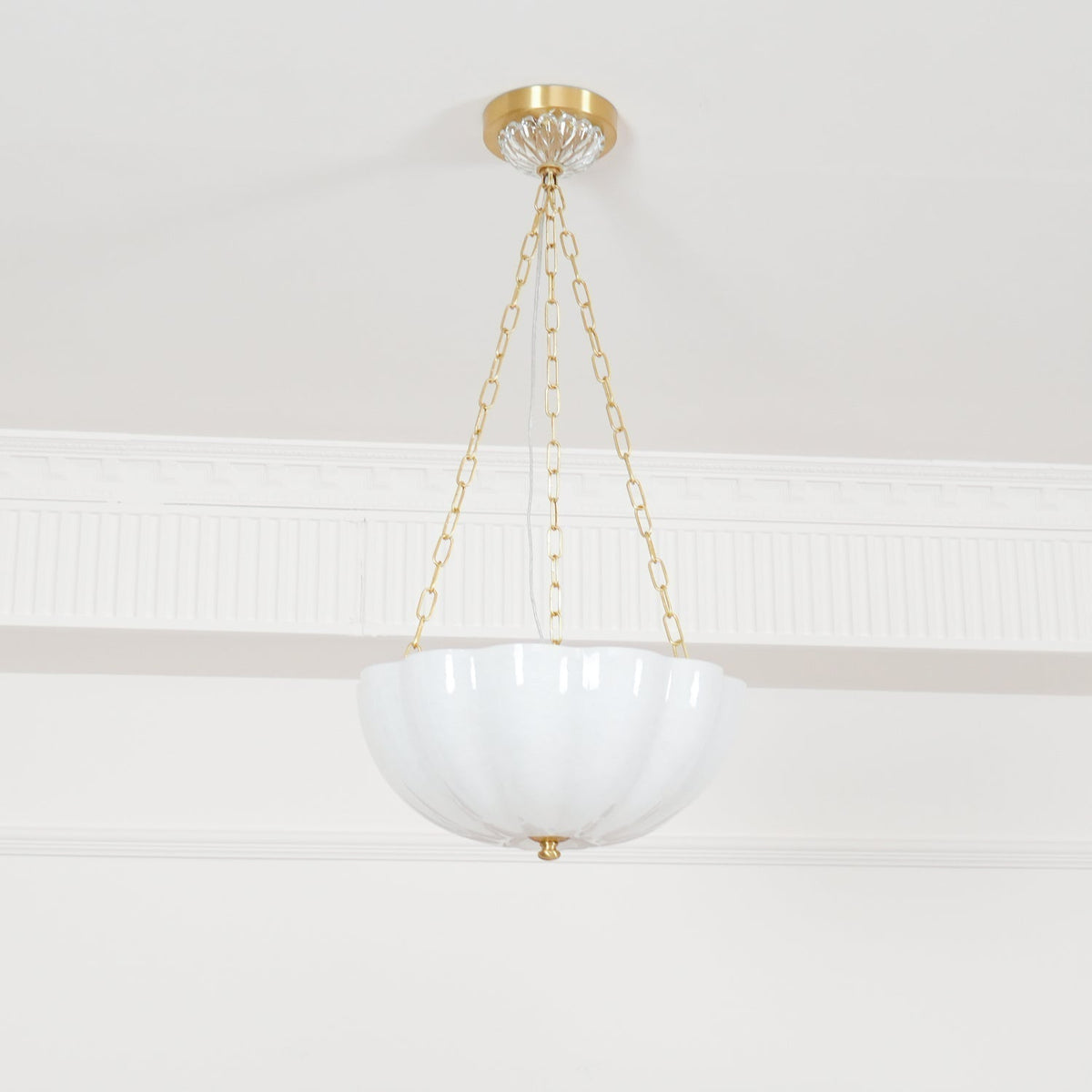 Voriq Chandelier Glass Bowl Brass Chain