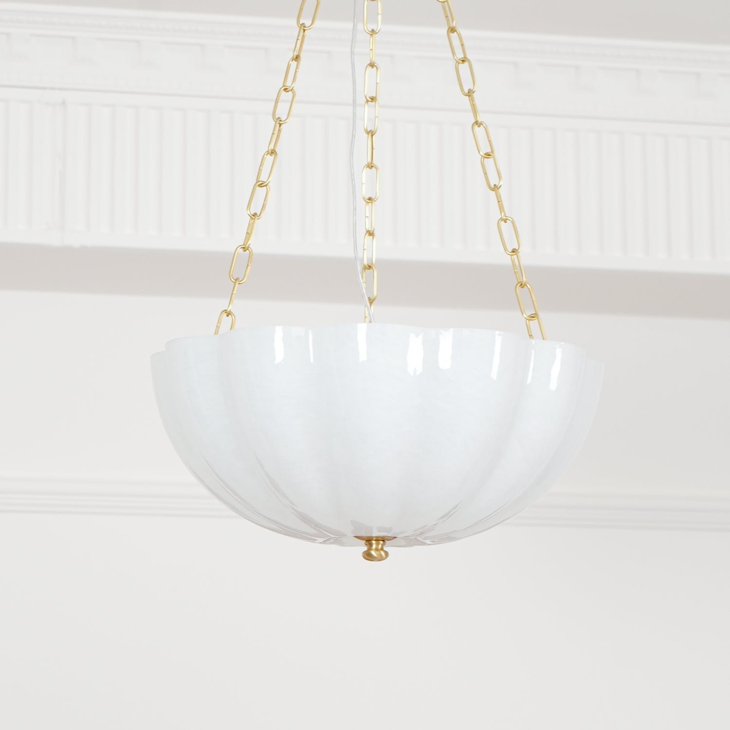 Voriq Chandelier Glass Bowl Brass Chain